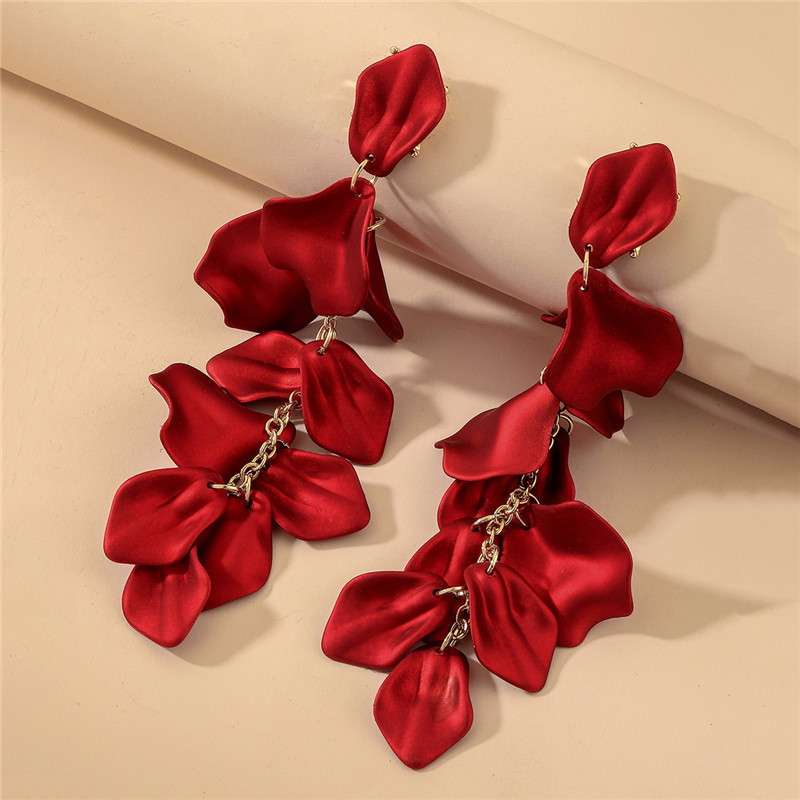 Rose Petal Long Tassel Earrings Elegant Eco-Friendly Earrings for Women