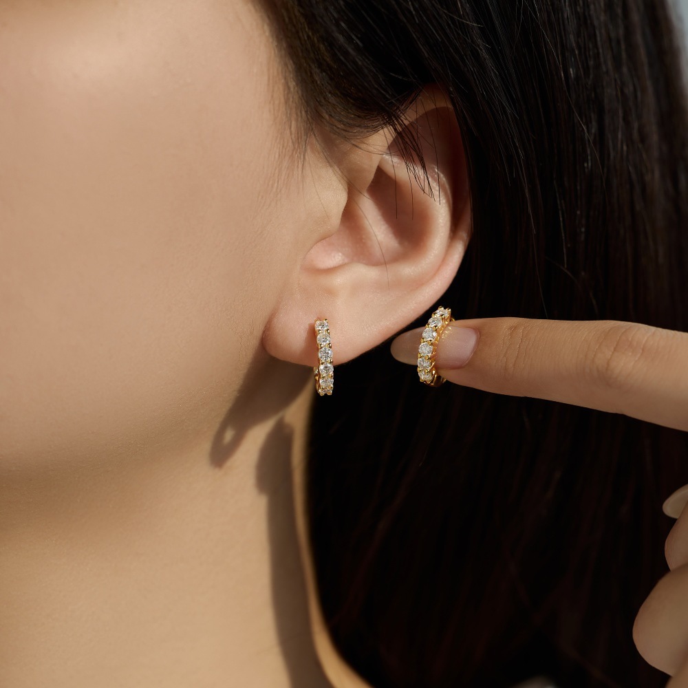 S925 sterling silver earrings for women, full diamond flash exquisite wedding banquet women's ear accessories
