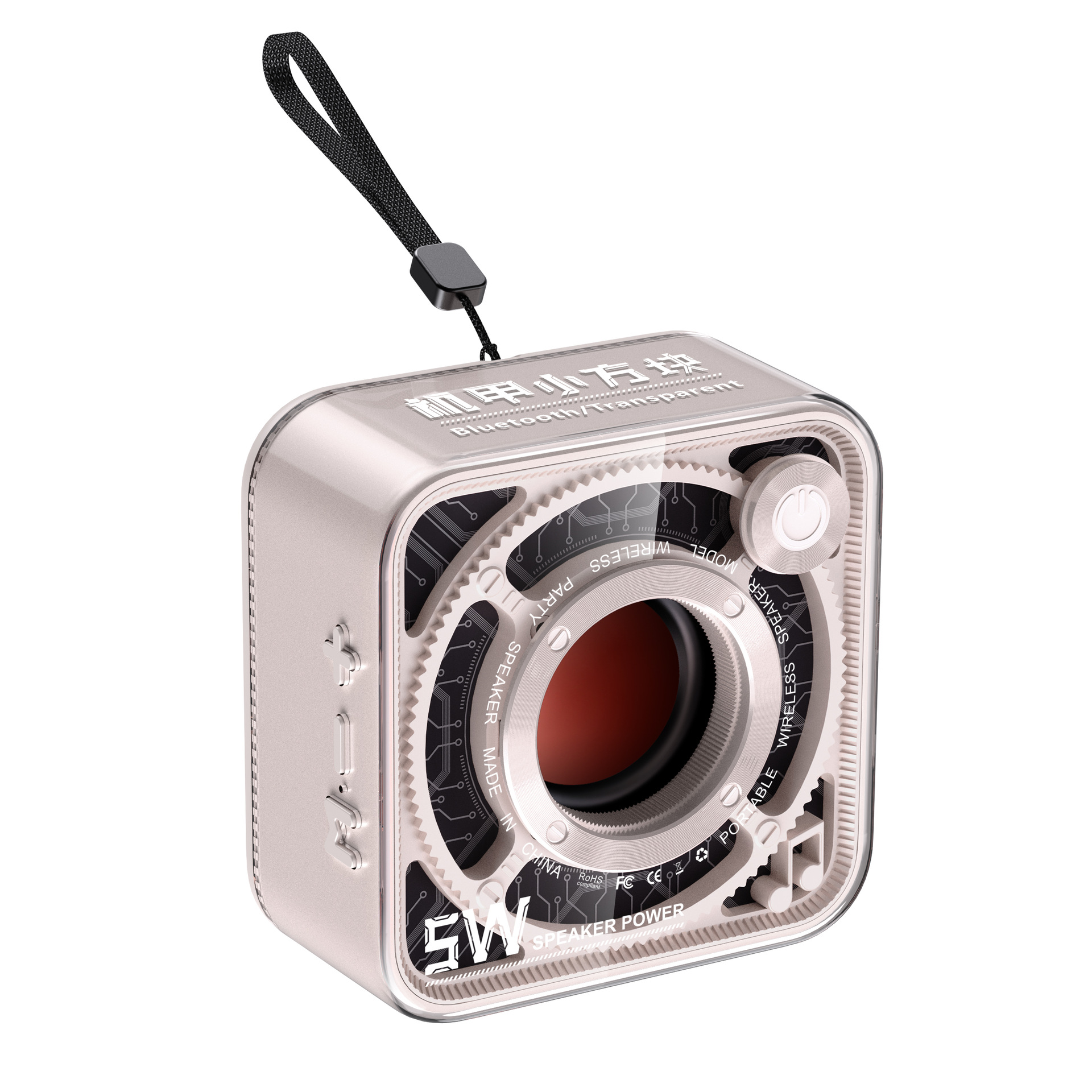 New 5W Transparent Mecha Style Small Steel Cannon Wireless Bluetooth Speaker Card Slot Portable Subwoofer Mini Speaker