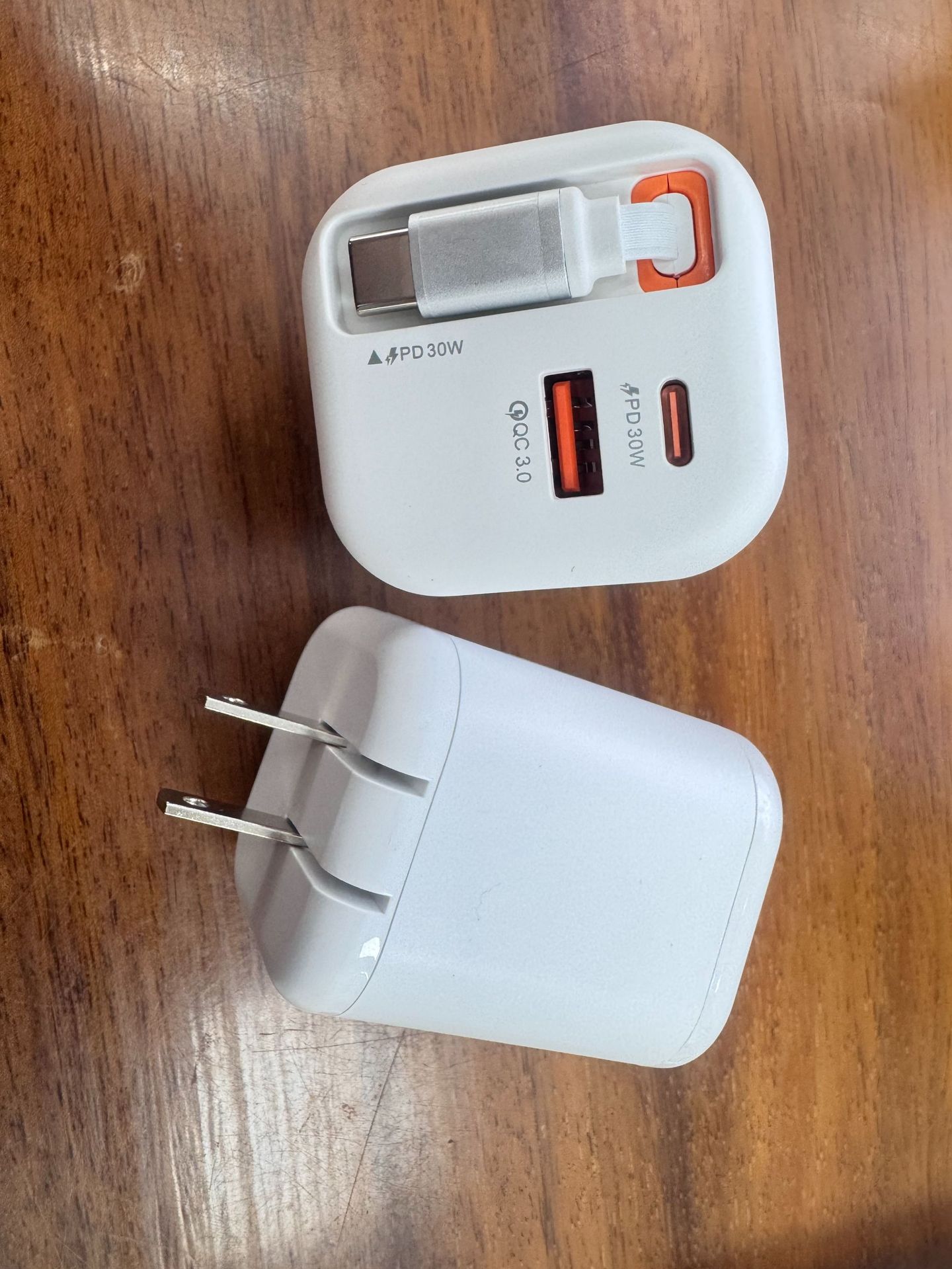 New 65W UK Standard Retractable Cable A+C Phone Charger with Cable Adapter US EU Standard
