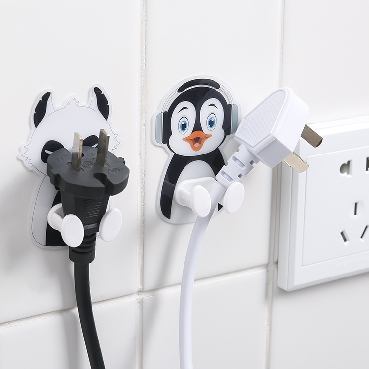 Power plug hook no-drill, wire hanger, kitchen and bathroom wall-mounted cable organizer, seamless adhesive fixing rack