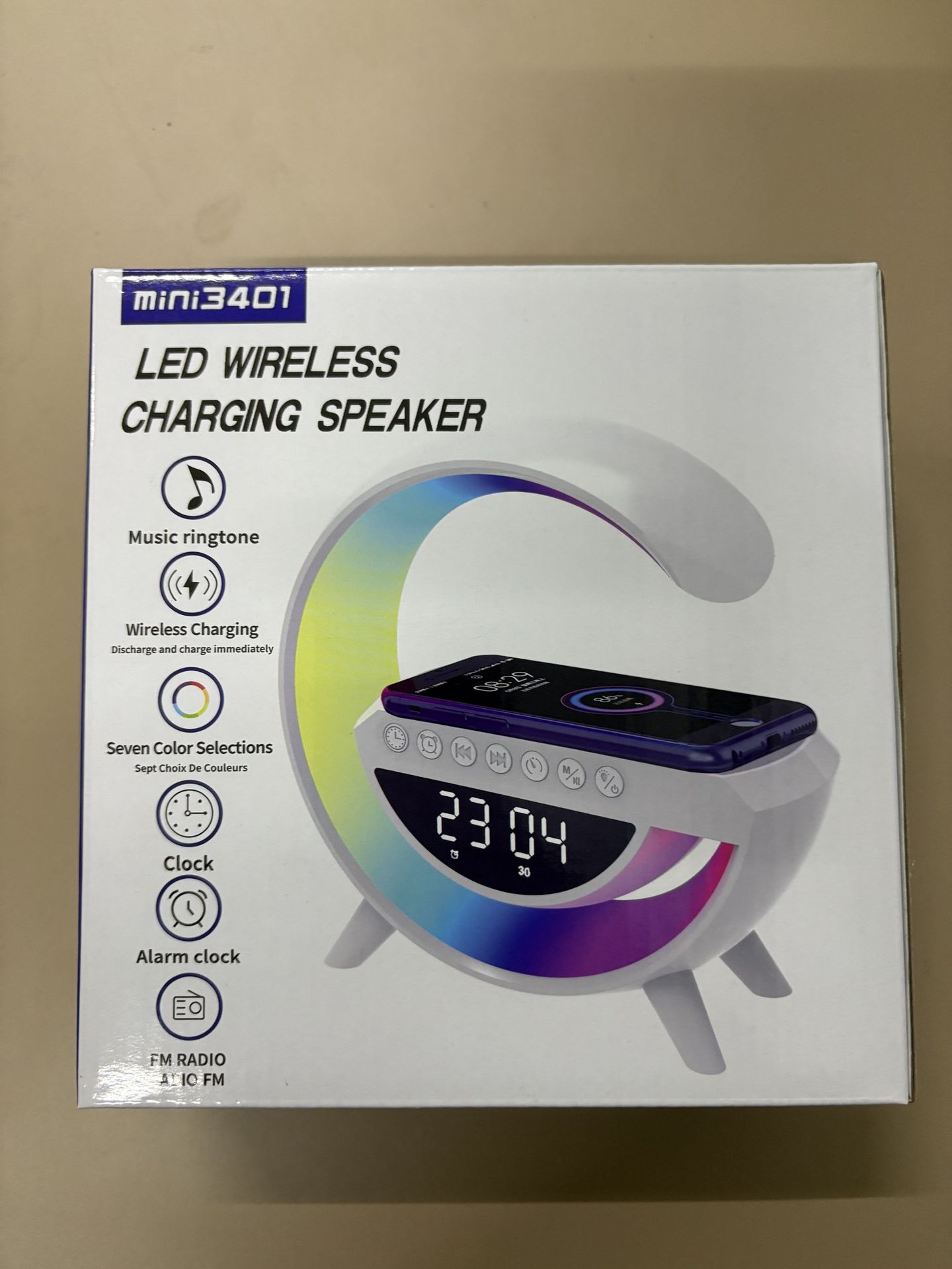 mini3401 mobile phone speaker Bluetooth small G3401 wireless charging Bluetooth speaker three-in-one alarm clock atmosphere light