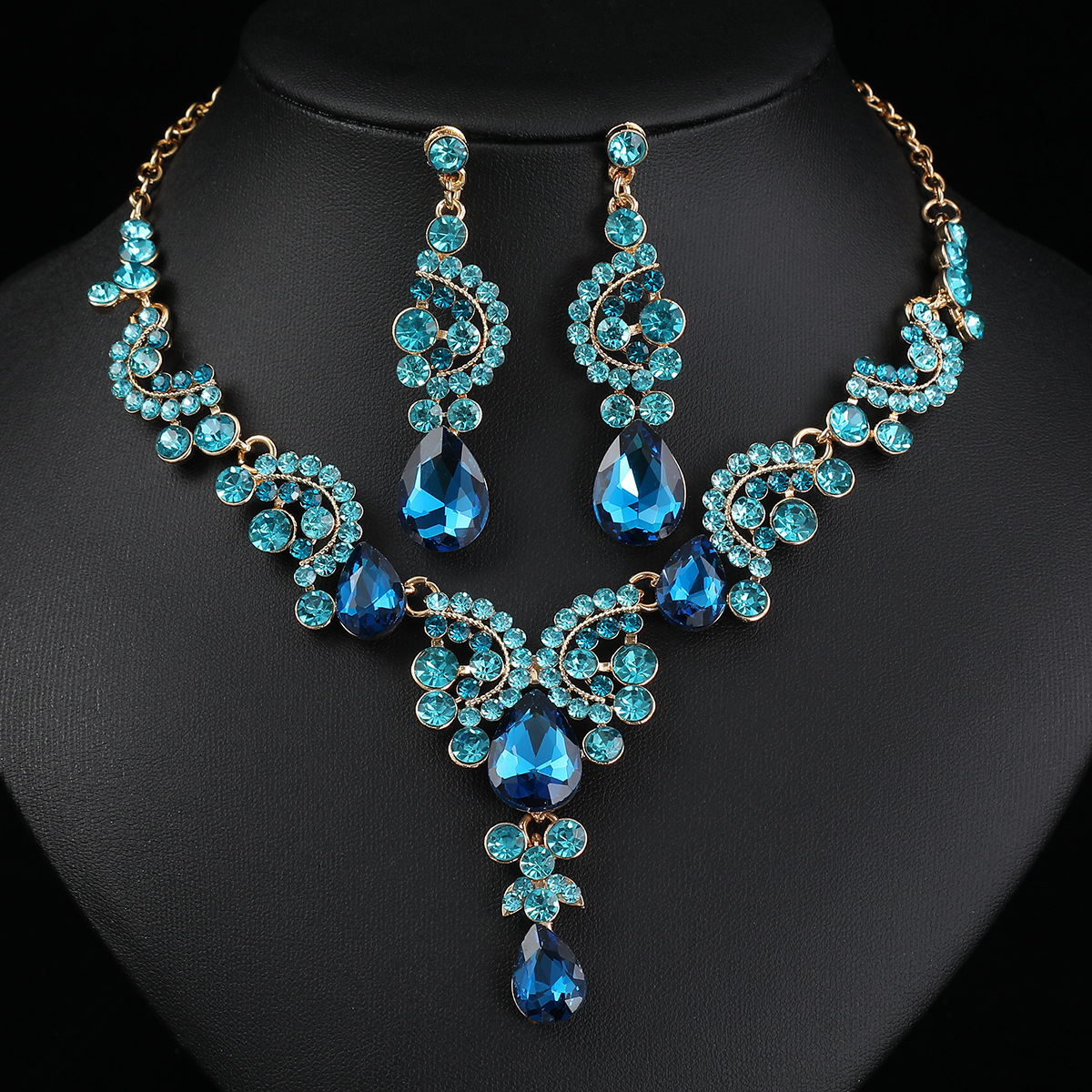 Necklace Earring Set Three-Piece Bride Wedding Dress Accessories New