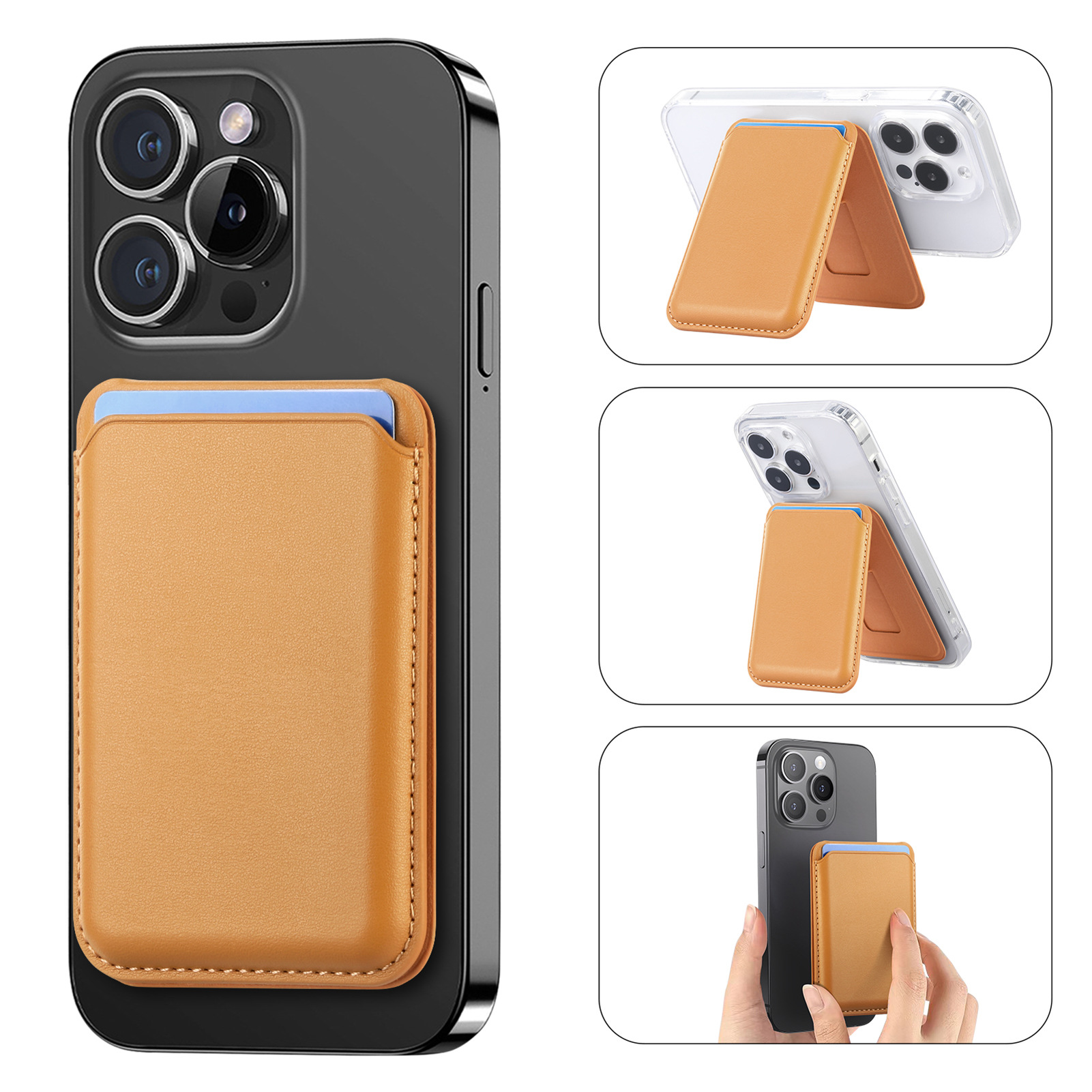 For Apple 17 leather card holder Magsafe strong magnetic up-down flip stand magnetic card holder exquisite packaging