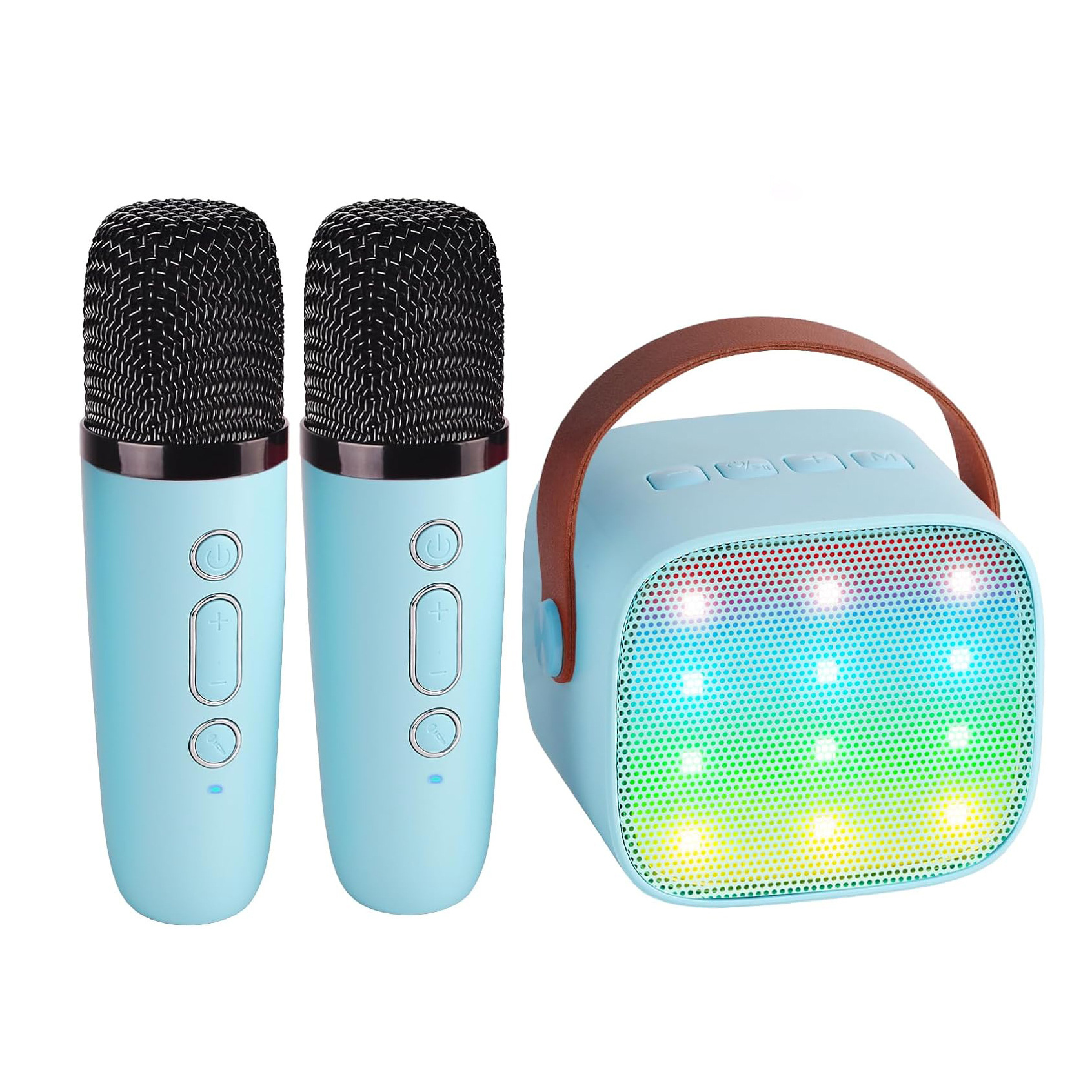 K Song Colorful Audio Microphone LED with Breathing Light Portable Outdoor Home KTV Microphone Set