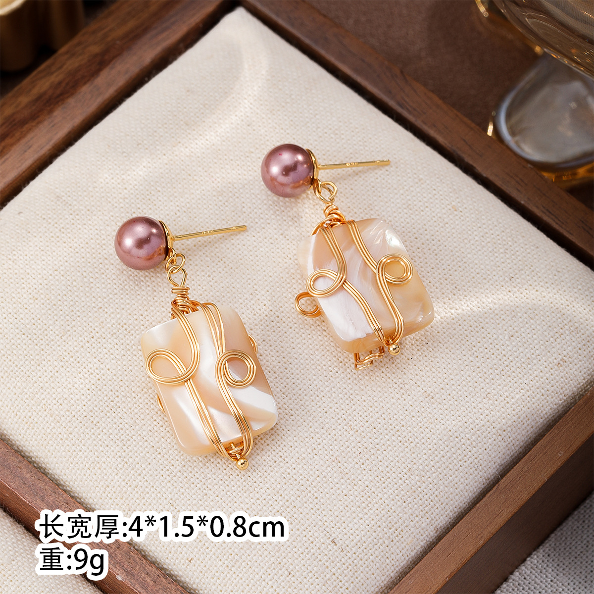 Jewelry Set Abalone Shell Autumn Winter Earring Necklace Set Milad Style Women's Jewelry Set Vintage Jewelry