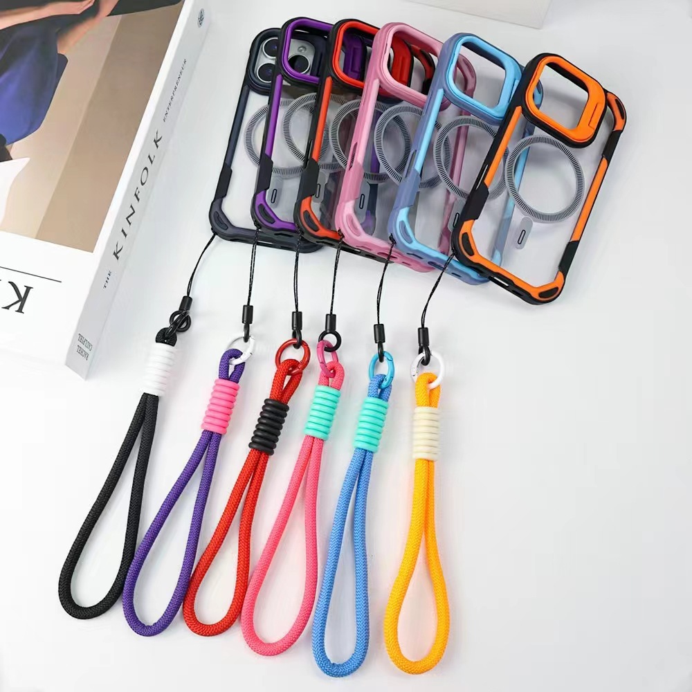 Compatible with iPhone 17 Pro Max phone case skin feel lens cover bracket magnetic Apple 16 with lanyard protective case