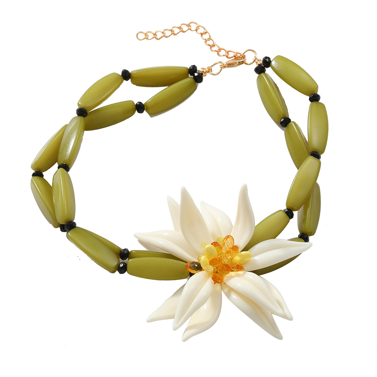 Z new 3-piece set exaggerated flower resin earrings necklace bracelet for women
