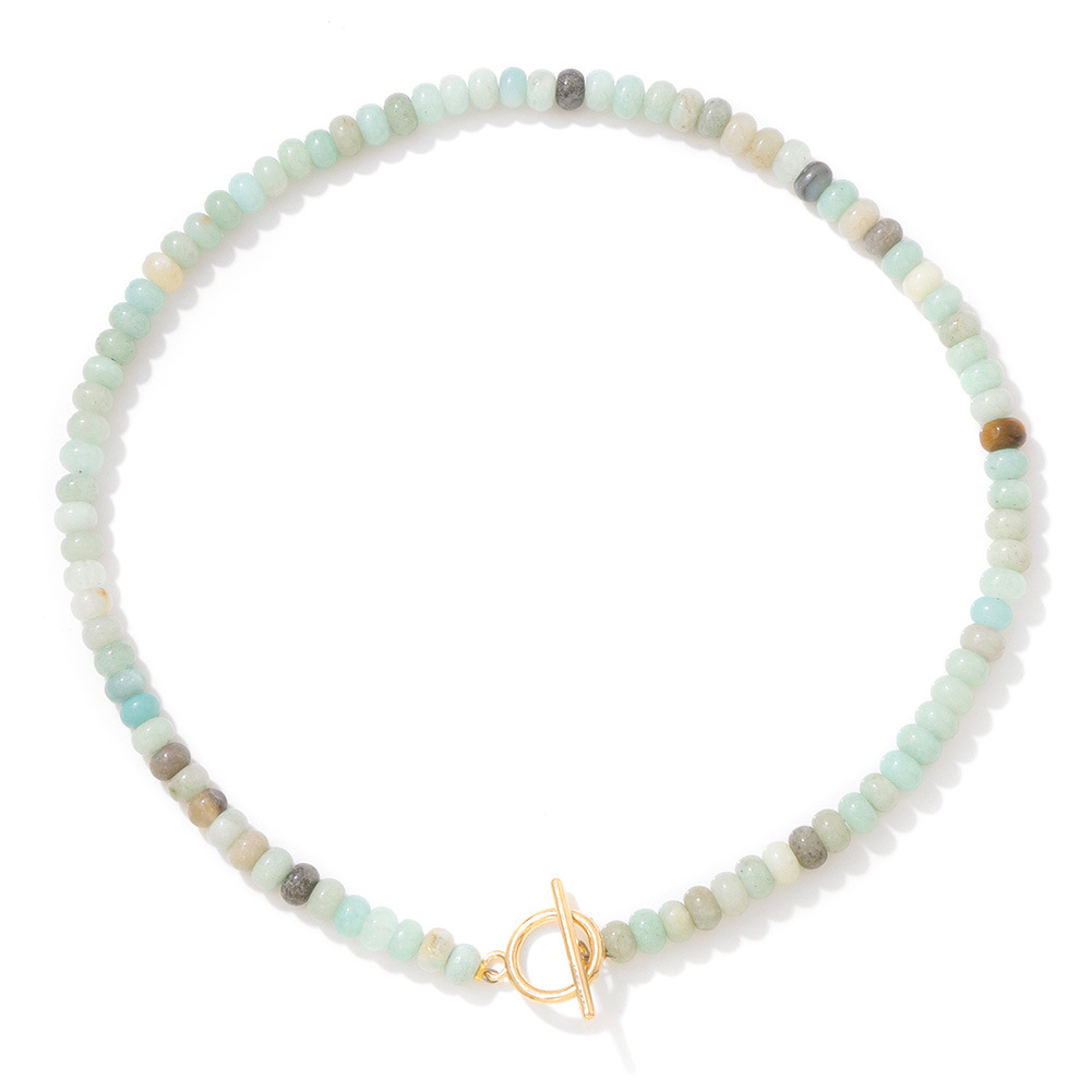 4*6 Abacus Bead Stone Beaded Necklace Women KC Gold OT Clavicle Chain Accessory