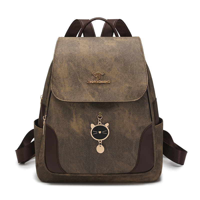 Double-shoulder bag 2026 new women's backpack soft leather large capacity travel casual bag