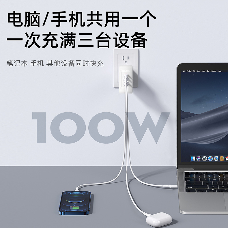 PD100W Charger High Power GaN Charger for Apple Charging Head Huawei Phone Computer Tablet