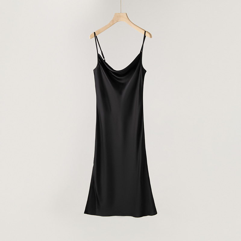 Summer Silk Camisole Dress for Women Cowl Neck Satin Dress Slim Fit Inner Wear Vest Dress