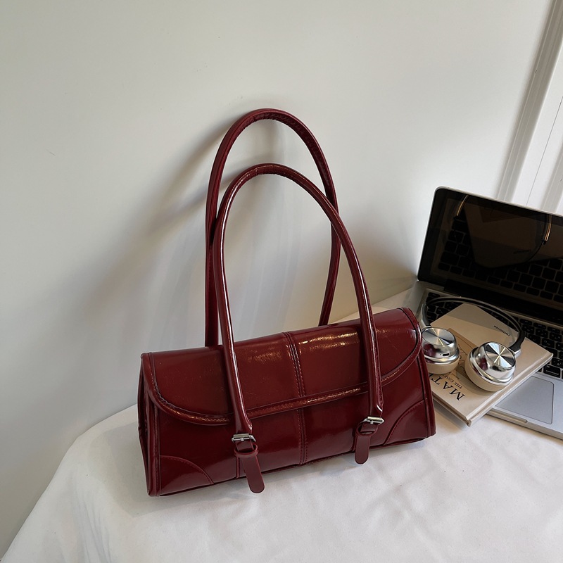 Wax Leather Underarm Bags Women Shoulder Bags Large Capacity Long Baguette Commute Women's Bags