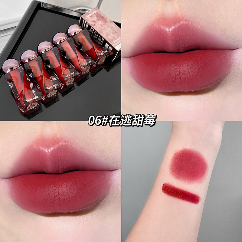 Gege Bear Soft Light Mousse Lip Mud Velvet Soft Matte Matte Autumn and Winter Atmosphere Whitening Lip Glaze Cross-Border Beauty Makeup