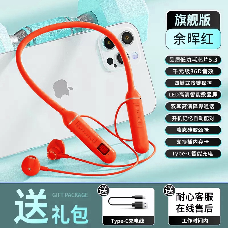 旗舰版余晖红【记忆项圈*四核生物振膜】袋装 含数据线+说明书
