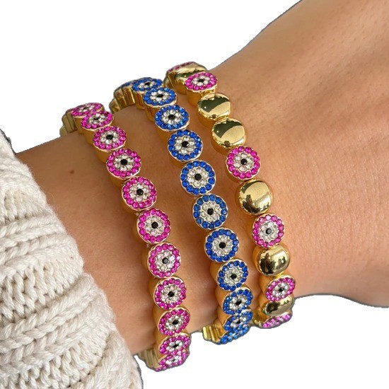 New Evil Eye Colorful Diamond Unique Colorful Diamond Inlay Bracelet Accessories