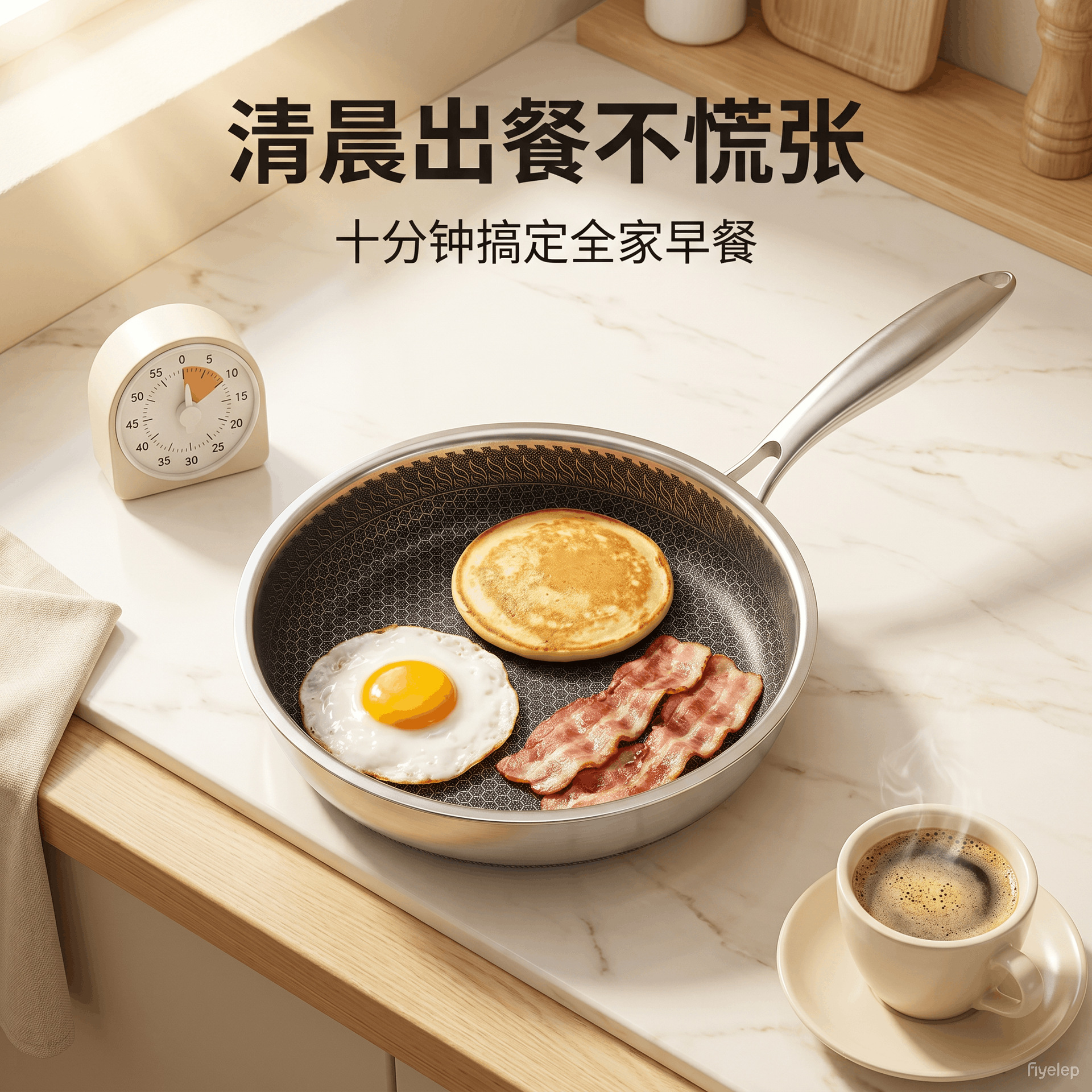 Stainless steel honeycomb frying pan double-sided steak egg pan uncoated frying pan smokeless induction cooker German gas stove pan