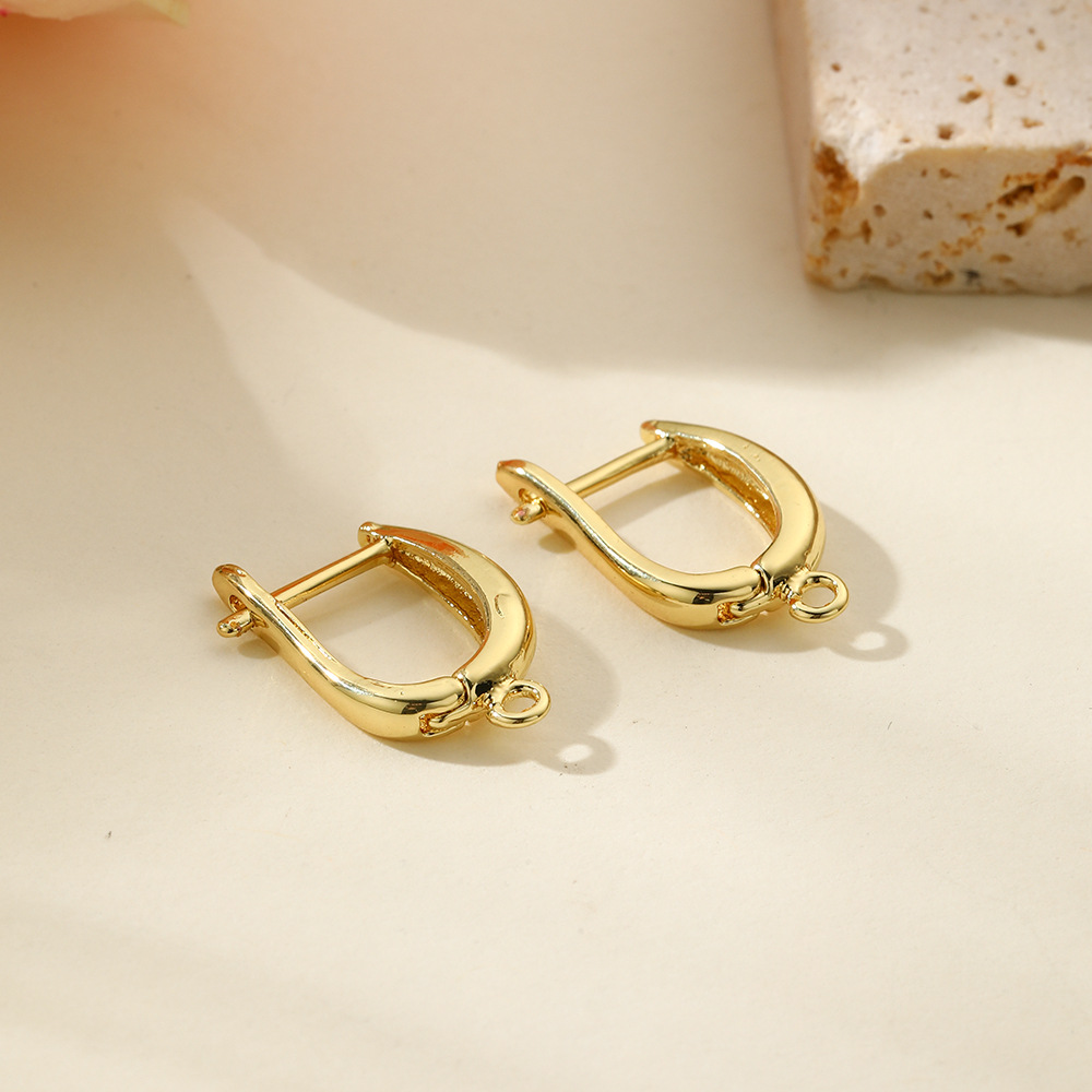 Copper plated 18K gold shiny U-shaped earring hooks, simple DIY earring ear buckle jewelry handmade accessories materials