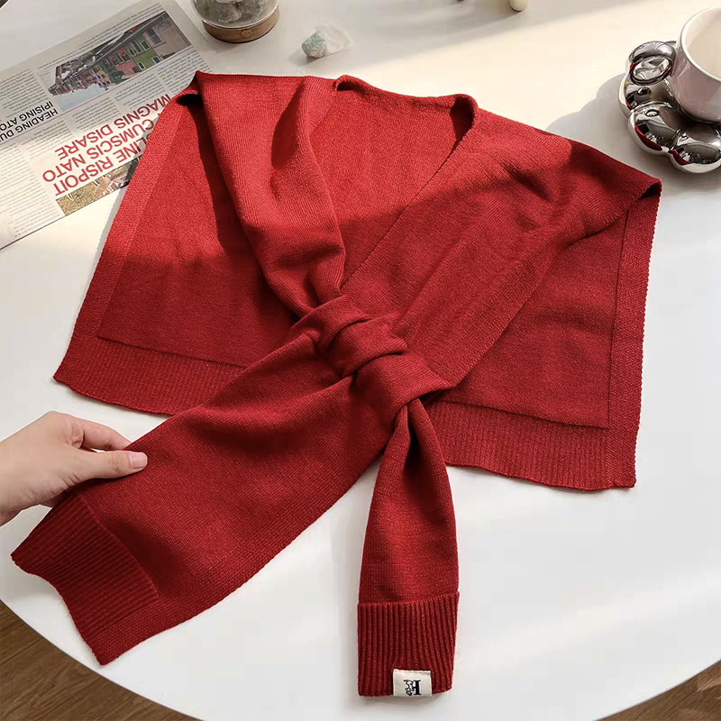 Air-conditioned room shoulder and neck protection striped shawl outer cardigan knitted small cape fake collar shawl