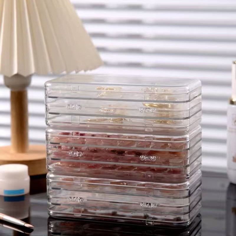 Nail art storage box wearable nail display box nail tip dedicated transparent foldable dustproof jewelry storage box