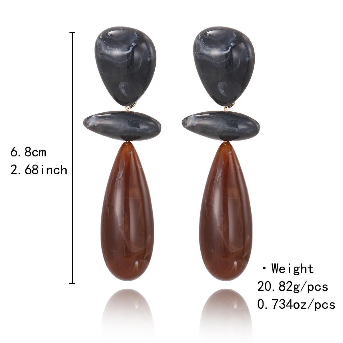 Kenjie earrings exaggerated oval resin long stud earrings for women