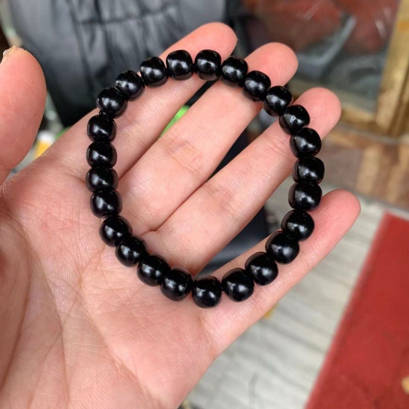 Xinjiang Tianyu Bracelet Black Jade Old Style Beads Couple Bracelet Pure Black Mutton Fat Jade Round Beads Live Broadcast
