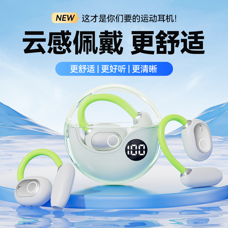 OWSM80 New Transparent Ear Clip Bluetooth Earphone with Bright Display and Long Battery Life Open Ear Headphones