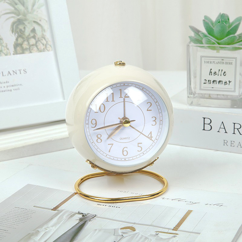 Metal Silent Alarm Clock Glow with Light Convex Gold Foil Student Children Desktop Alarm Clock