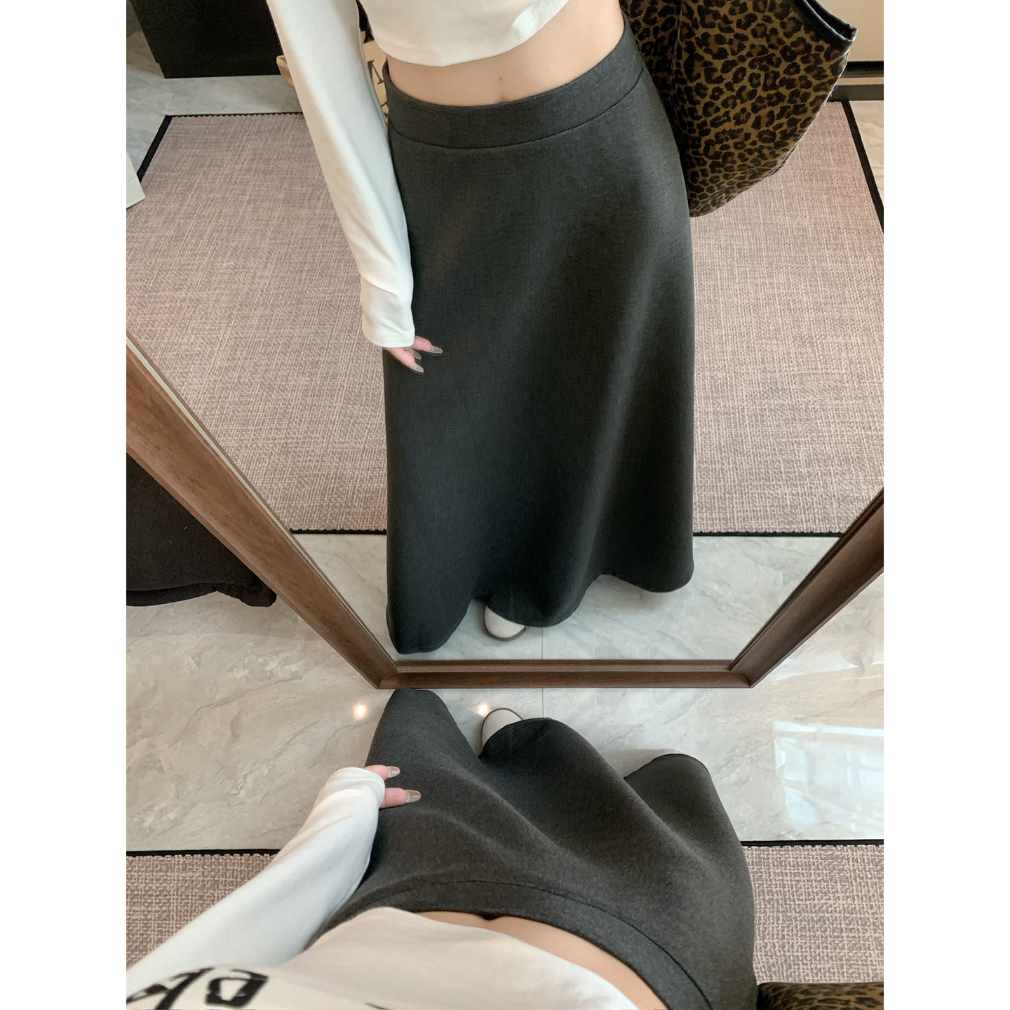 Muzilian Spring/Summer New High-Waist Wind Half Skirt Women Casual Midi Skirt Women