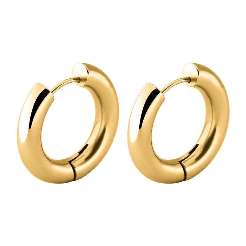 High-quality stainless steel ear clips, non-fading, unisex round earrings, simple ear accessories