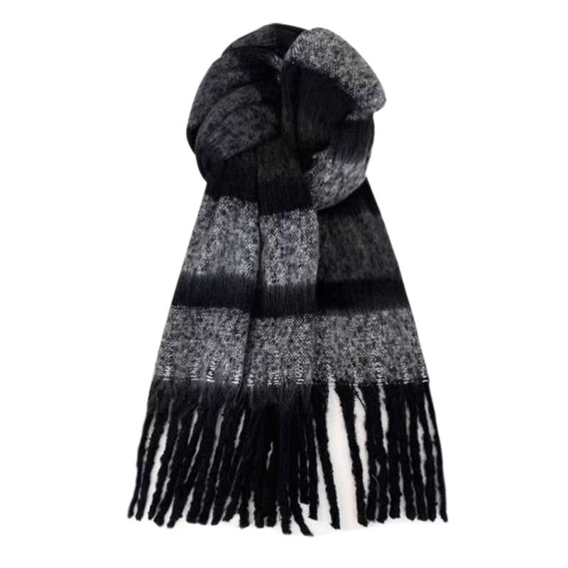 Green plaid striped scarf women autumn and winter warm shawl neck scarf
