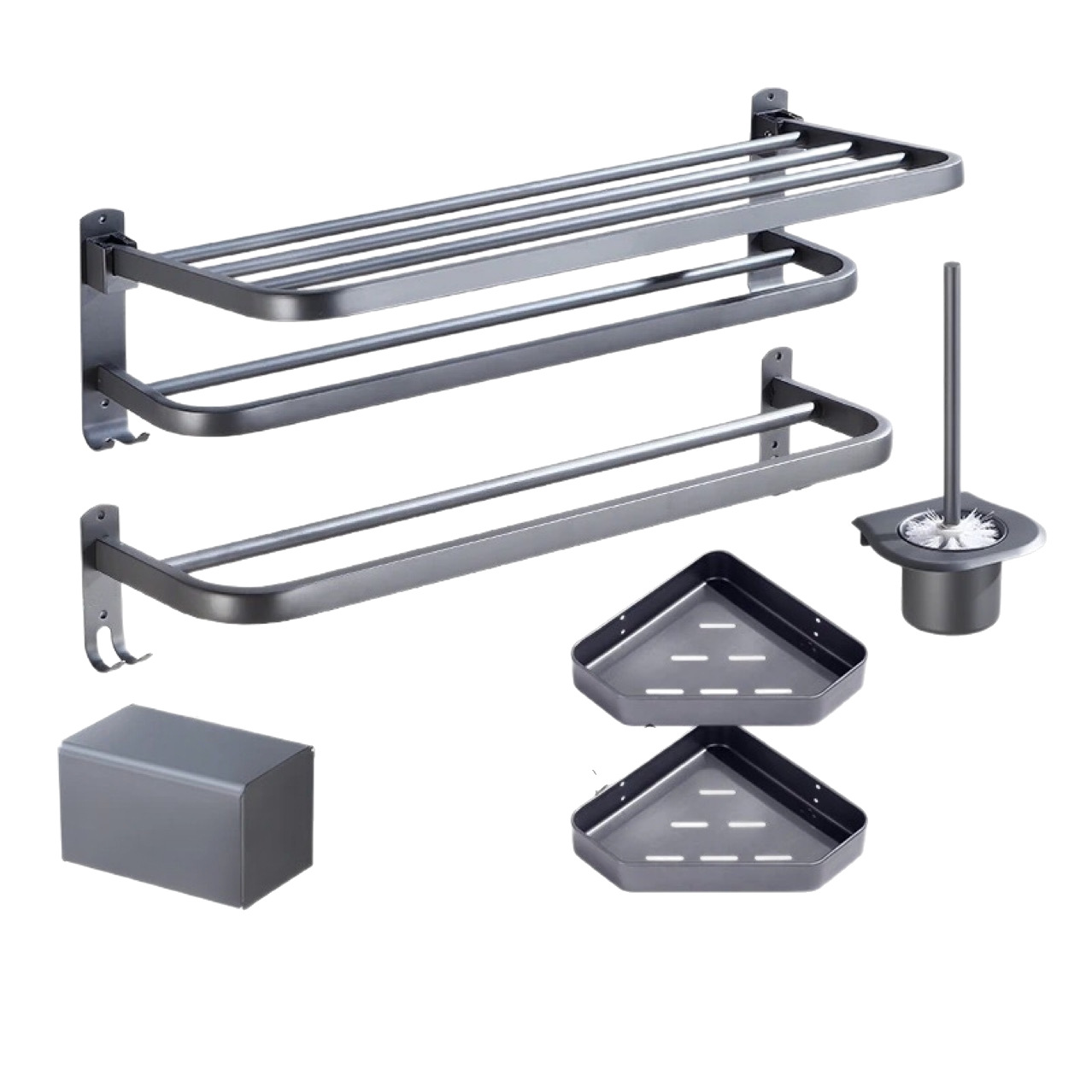 Bathroom Five-Piece Set Towel Bar Toilet Paper Holder Bathroom Hardware Set Stainless Steel Towel Rack No-Drill Hanging Accessories