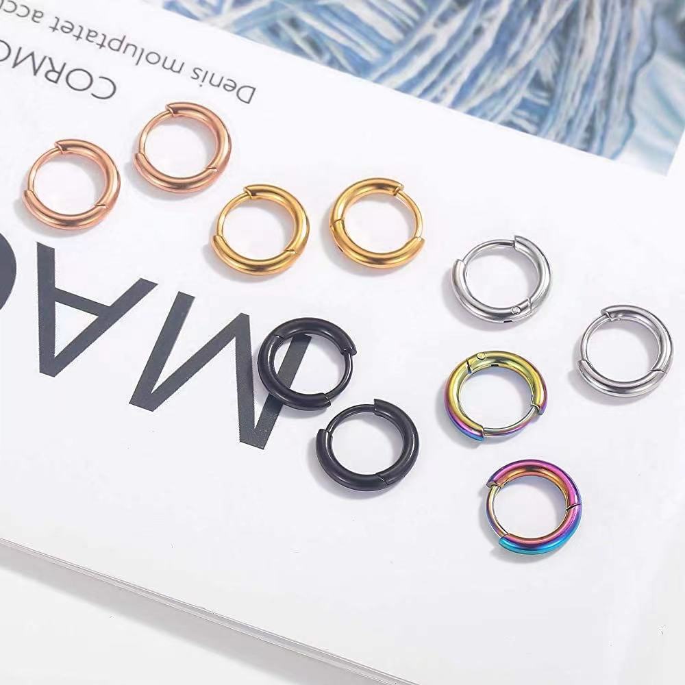High-quality stainless steel ear clips, non-fading, unisex round earrings, simple ear accessories