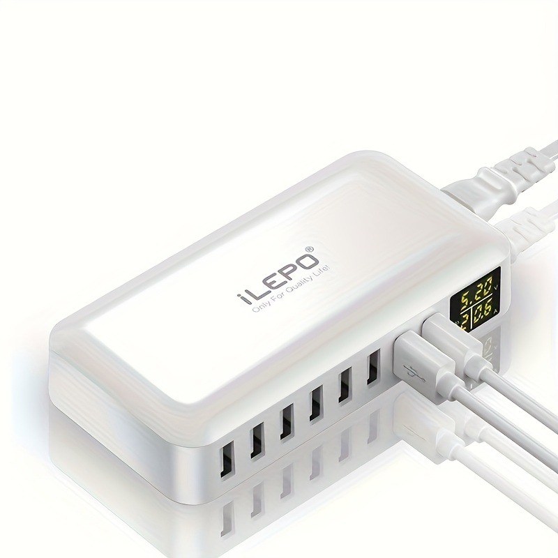 Multi-USB Port Desktop Fast Charger for Various Phones, Earphones, Power Banks, etc.