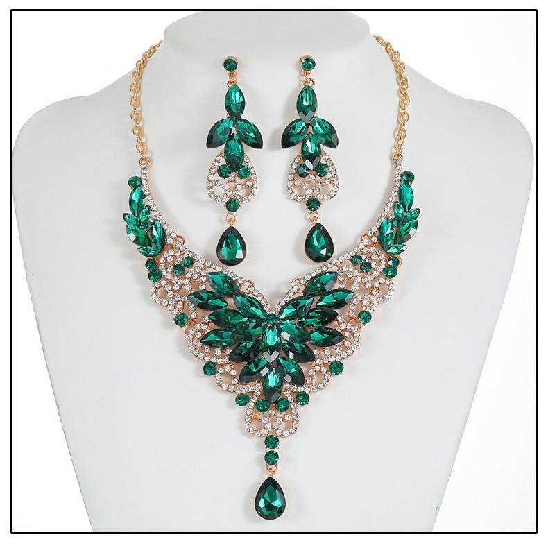 Crystal Gemstone Jewelry Necklace Set Women Accessories Crystal Gemstone