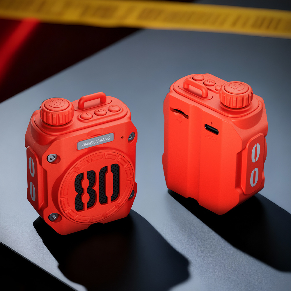 2026 New Punk Style Bluetooth Small Speaker Outdoor Mini Lanyard Speaker Card Slot Radio Portable Subwoofer