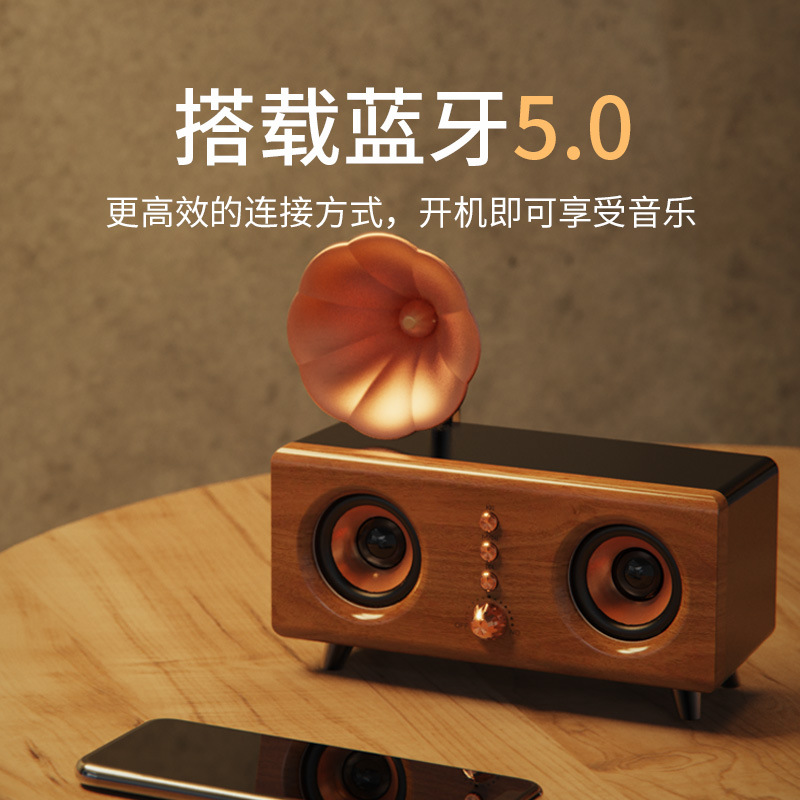 New B161 Wood Grain Bluetooth Speaker Dual Speaker Bass Plug-in Card Computer Desktop Audio Gift
