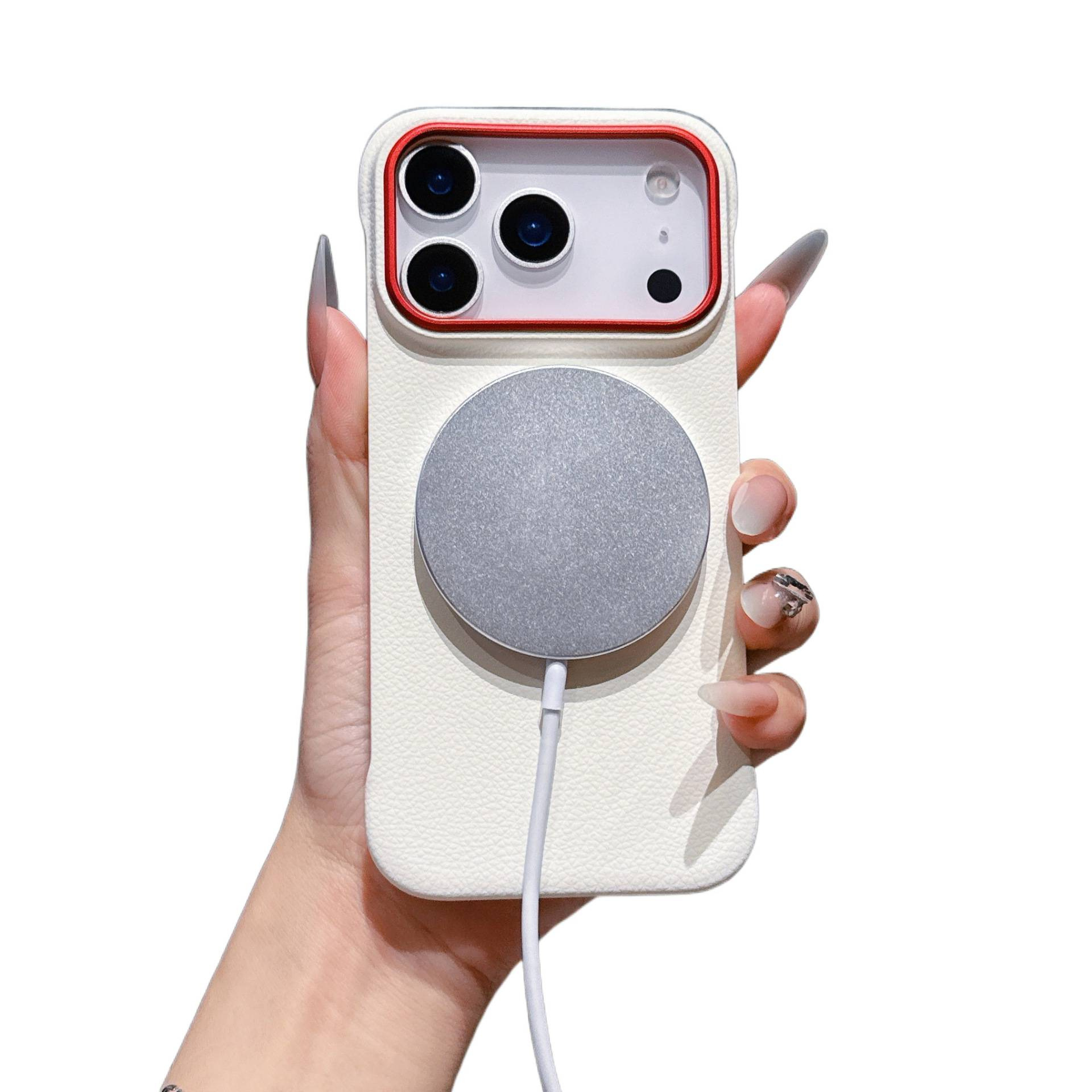 Leather bezel-less magnetic charging case for iPhone 17, new bare-hand feel, compatible with iPhone 17 Pro Max, anti-drop