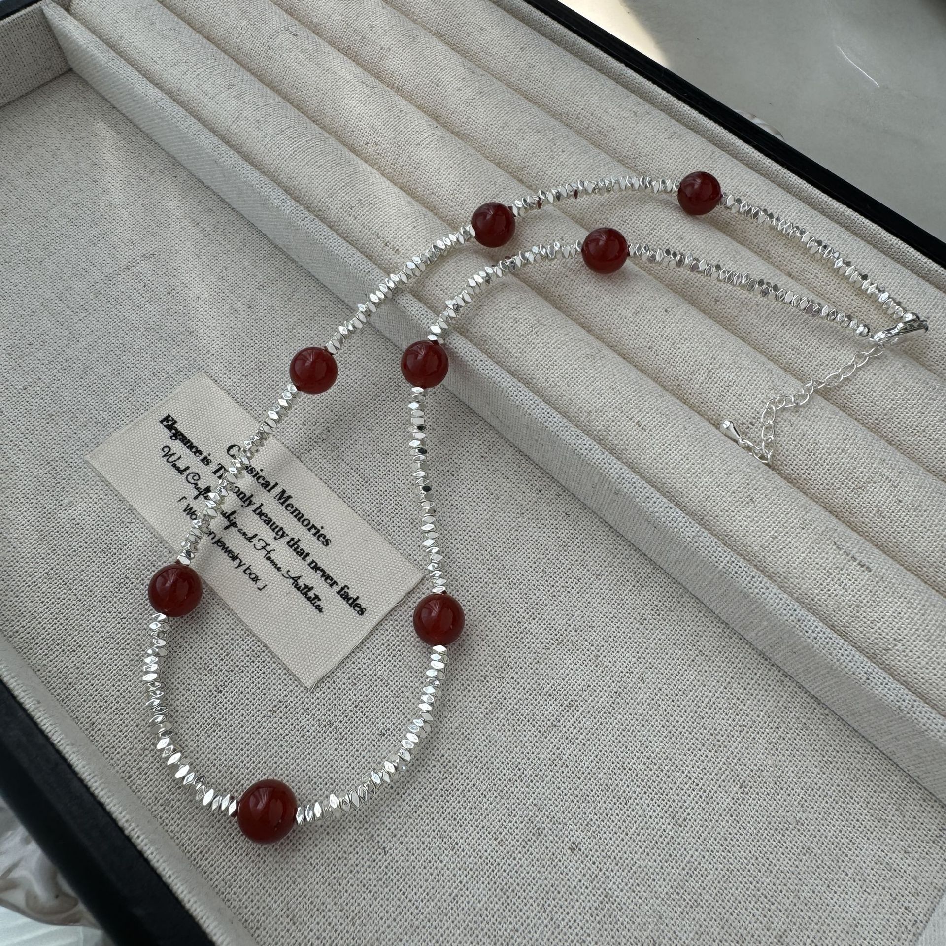 Yuanyou irregular crushed silver Shijia pearl necklace rose drop glaze collarbone chain