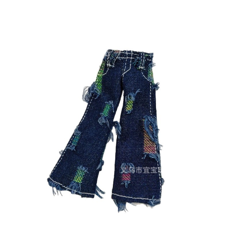 Long Leg KT Ripped Relaxed American High Street Hiphop Loose Wide Leg Beggar Jeans