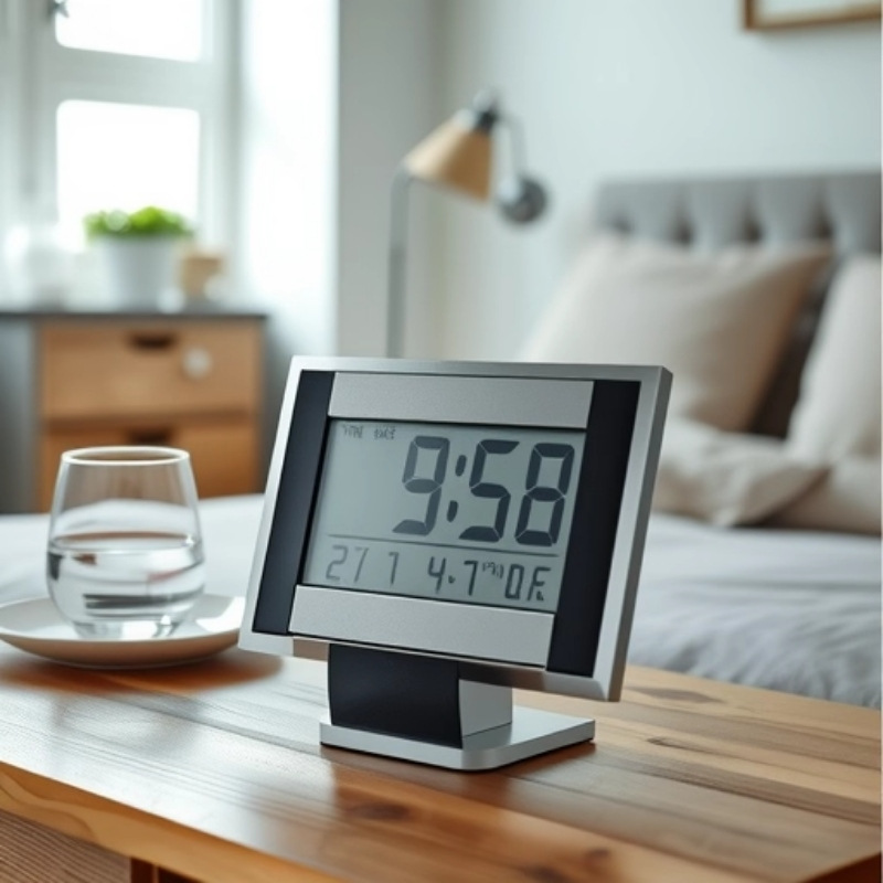 Simple Electronic Alarm Clock Folding Desktop Electronic Clock Digital Date Temperature Seven Alarm Tones Student Gift Clock