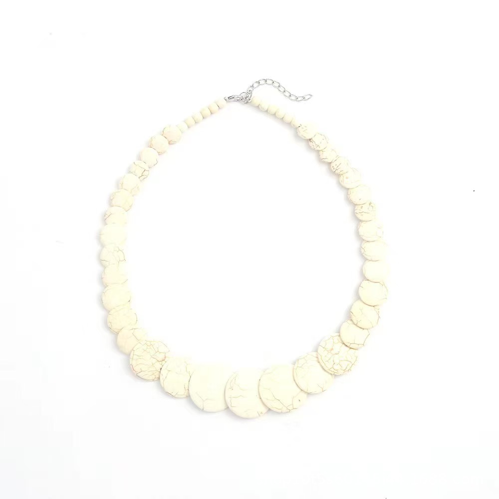 New beach style colorful stone necklace exaggerated锁骨链 handmade accessories