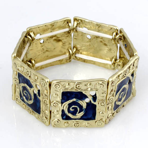 B94 Accessories Geometric Square Oil Drop Elastic Bracelet Gold Plated