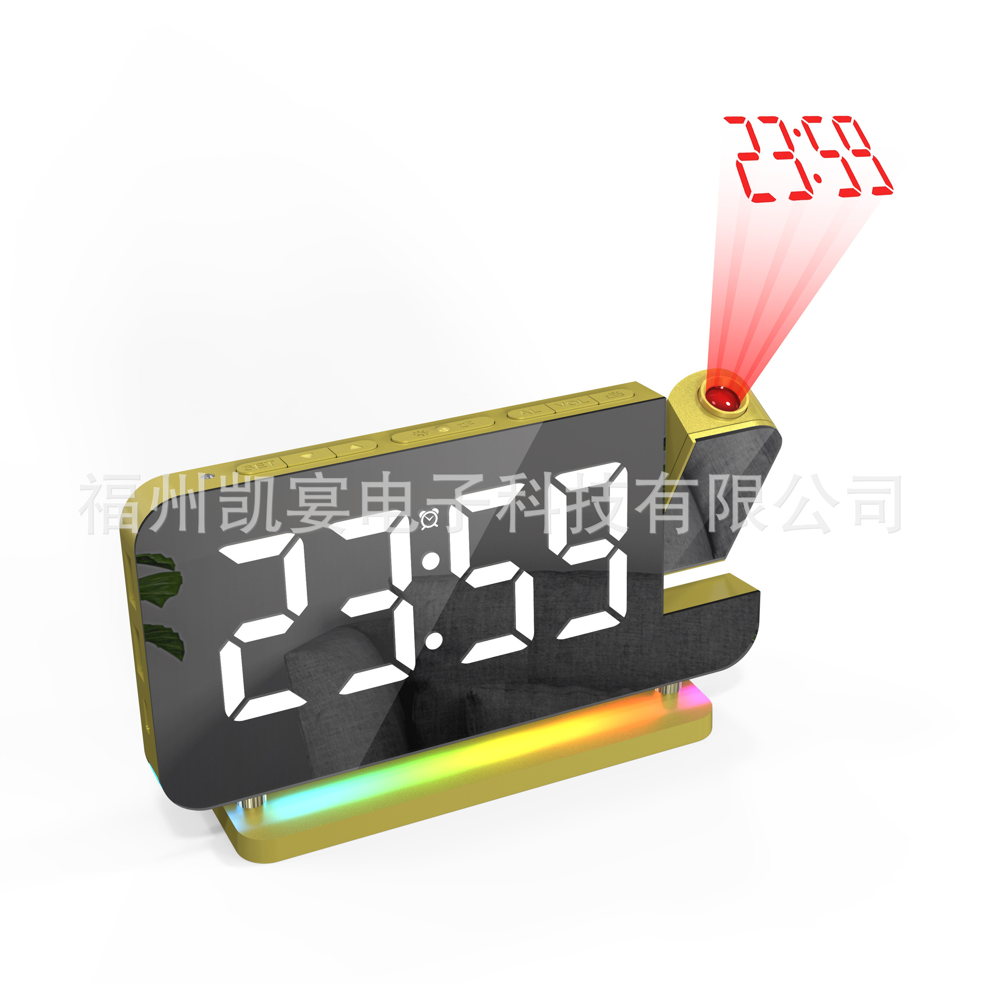 New RGB Colorful LED Electronic Clock Color Changing Night Light Atmosphere Light Home Desktop Projection Alarm Clock