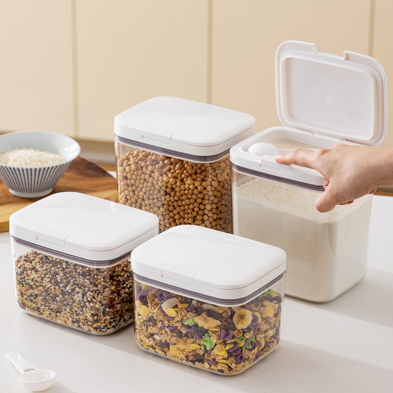 Press and Pop Seal Lid Airtight Container, Flour Bucket, Flour Storage Container, Dry Food Airtight Container, Rice Bucket, Grain Storage Jar