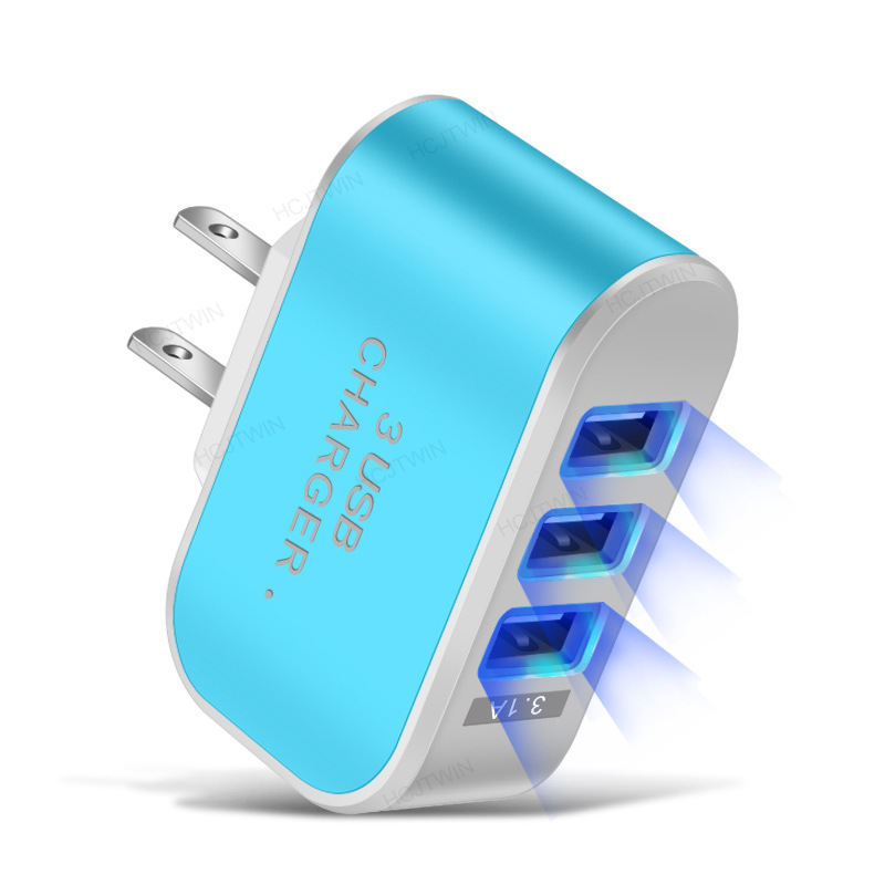 3USB Candy Charger LED Glowing Phone Charger Smart Multi-Port USB Travel Charger