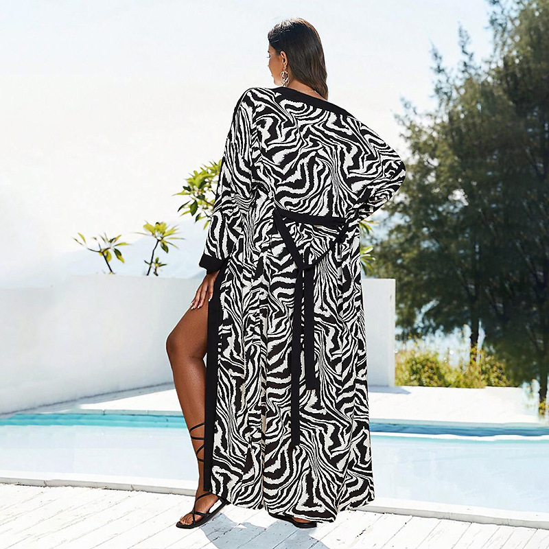 2025 New Cotton Printed Beach Sun Protection Cardigan Seaside Vacation Bikini Cover Up Swimsuit Outer