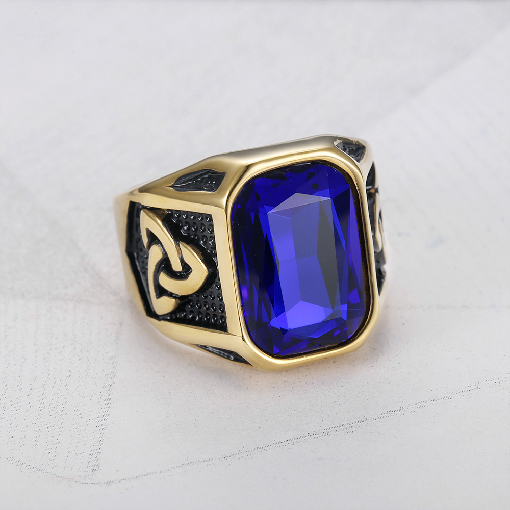 Accessory Hip Hop Punk Viking Ruby Men's Ring Stainless Steel Index Finger Ring