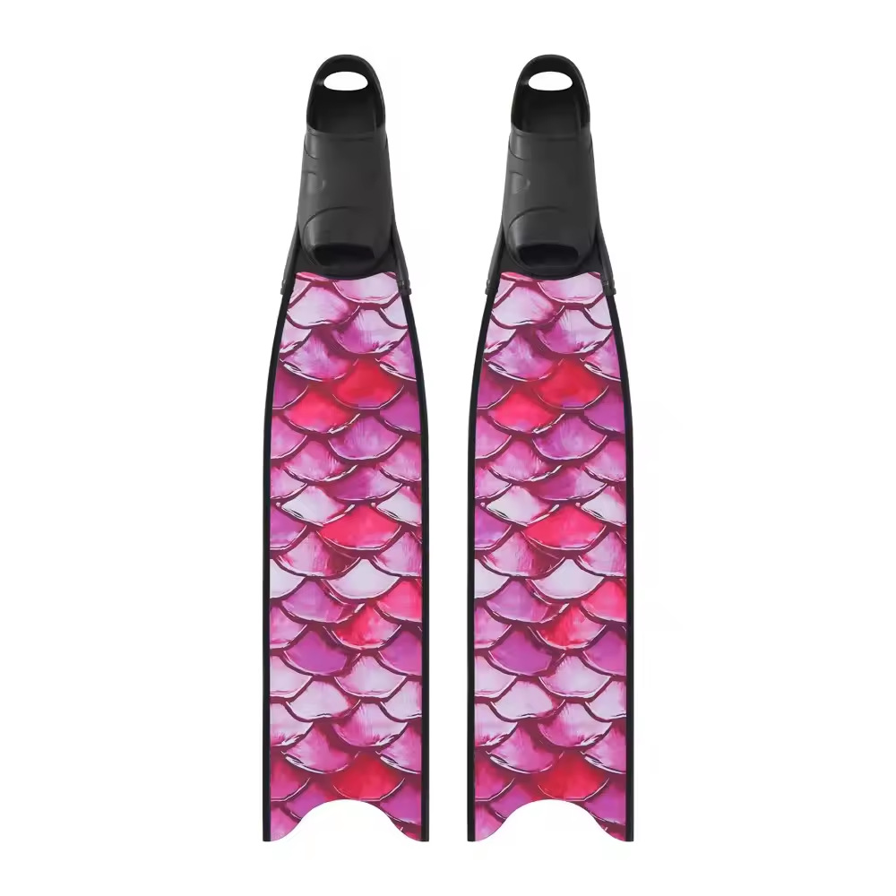 Junhaiyinsi free diving fins fiberglass long swim fins for men and women professional coated long fins