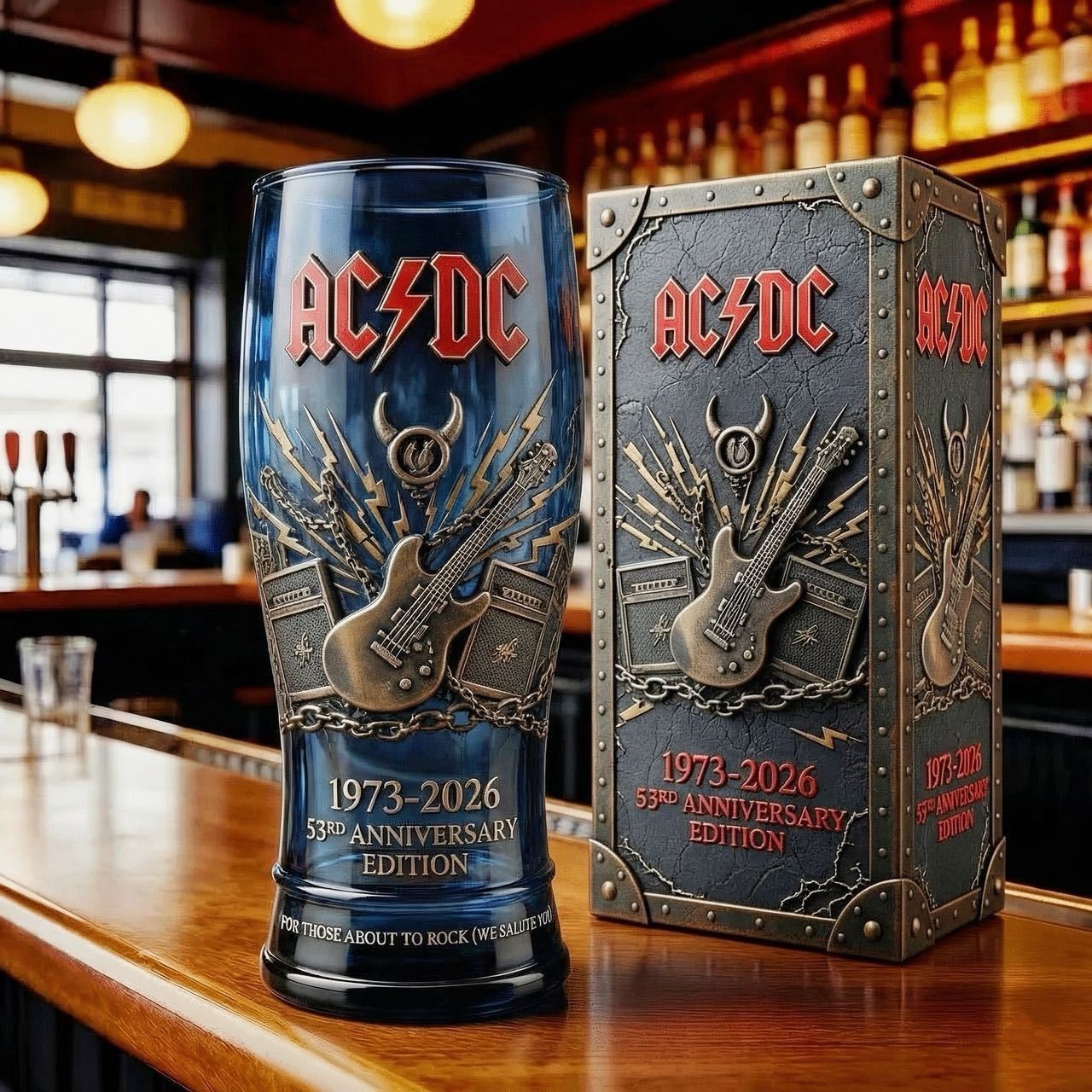 ACDC乐队摇滚玻璃杯蓝色